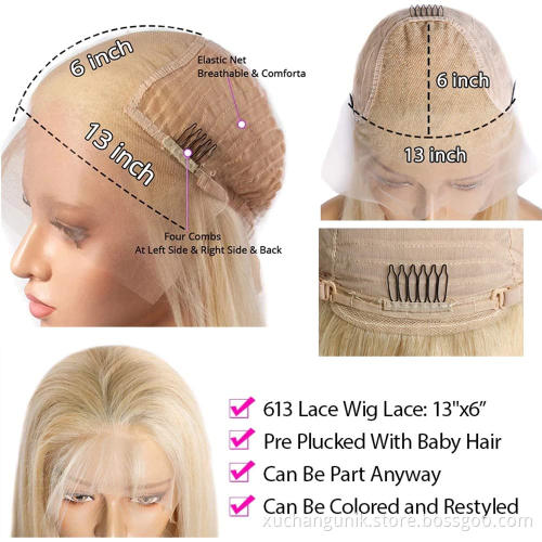 13*6 613 HD human hair Lace Front Wig For Black Women,hd lace wig Brazilian Human Hair wig, 613 Transparent hd Lace Frontal wig